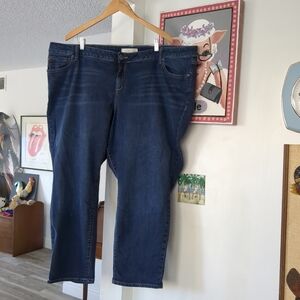 SLINK Curvy Jeans Straight Leg Cropped stretch  Plus Sz 24 Dark Wash Logo